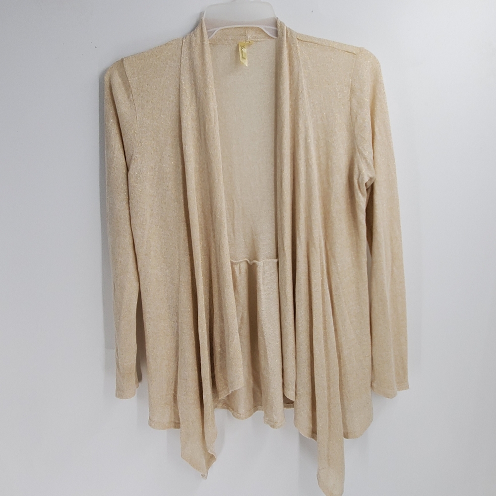 CHERNAULT womens L creme oatmeal open frony cardigan